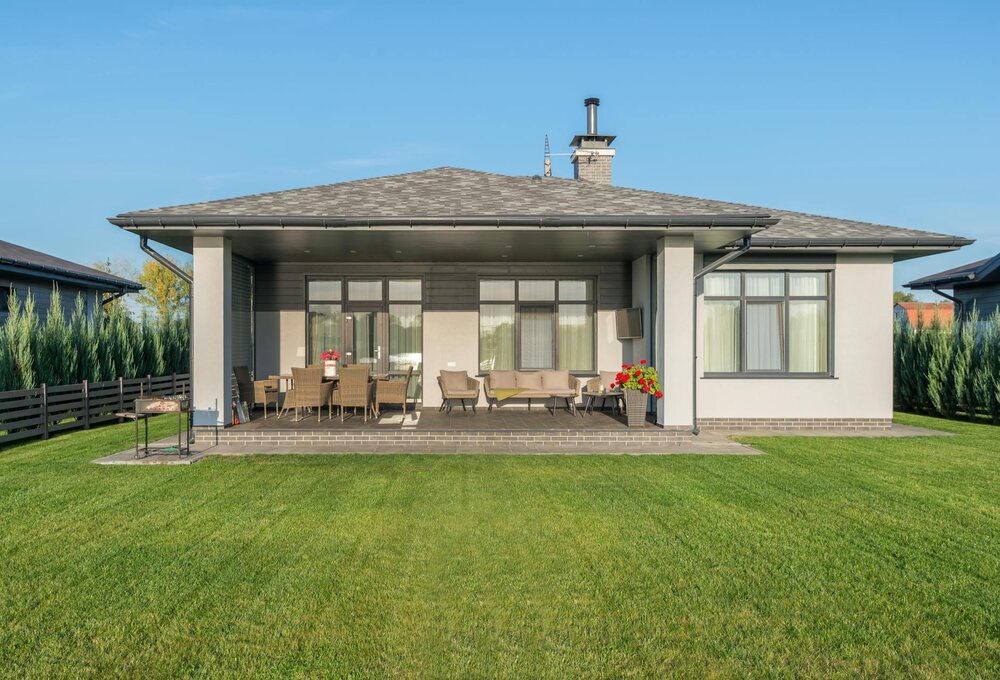 Manicured residential lawn